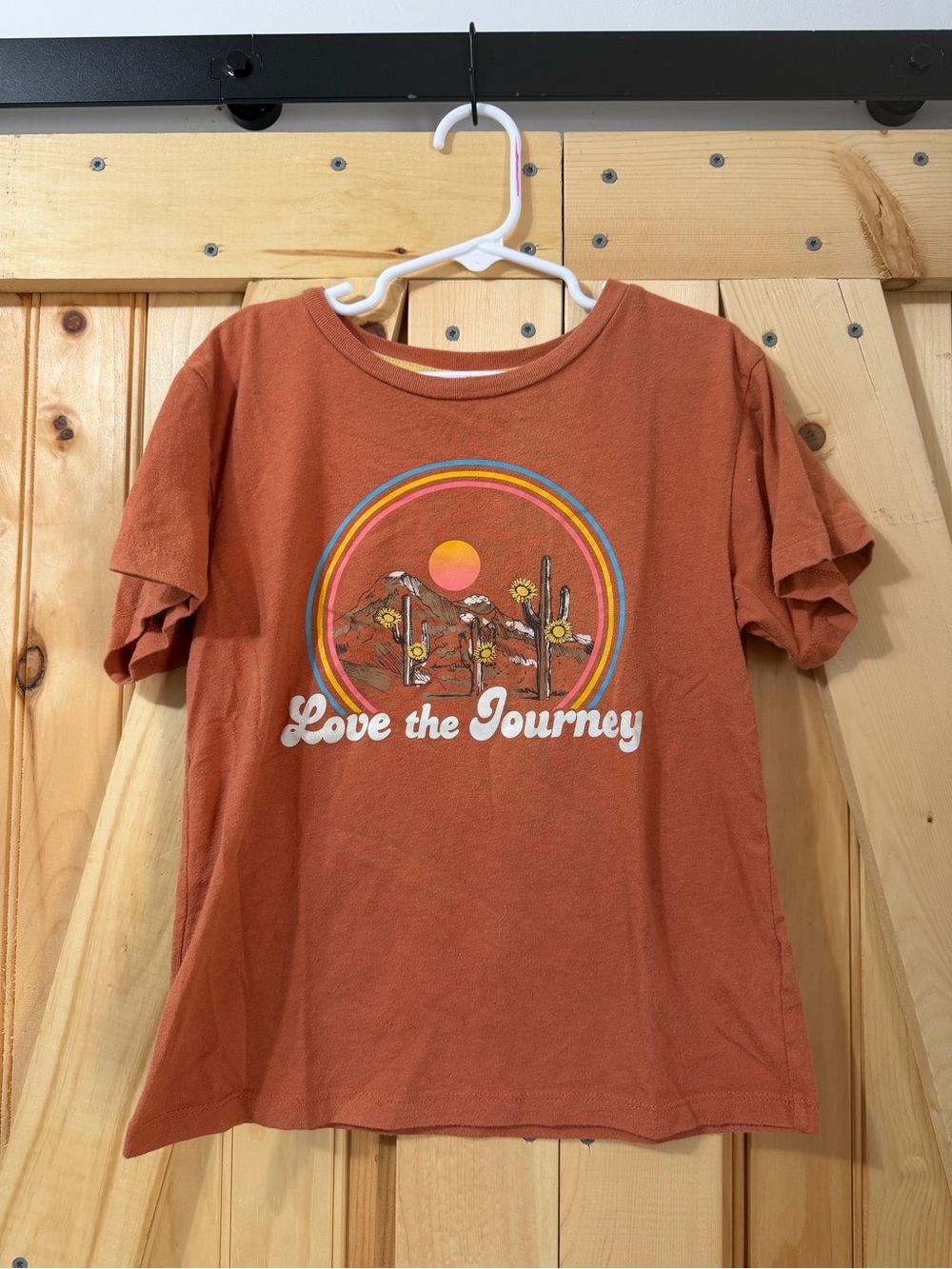 wonder nation Rust Orange 'Love the Journey' Graphic Tee with Retro Desert Print